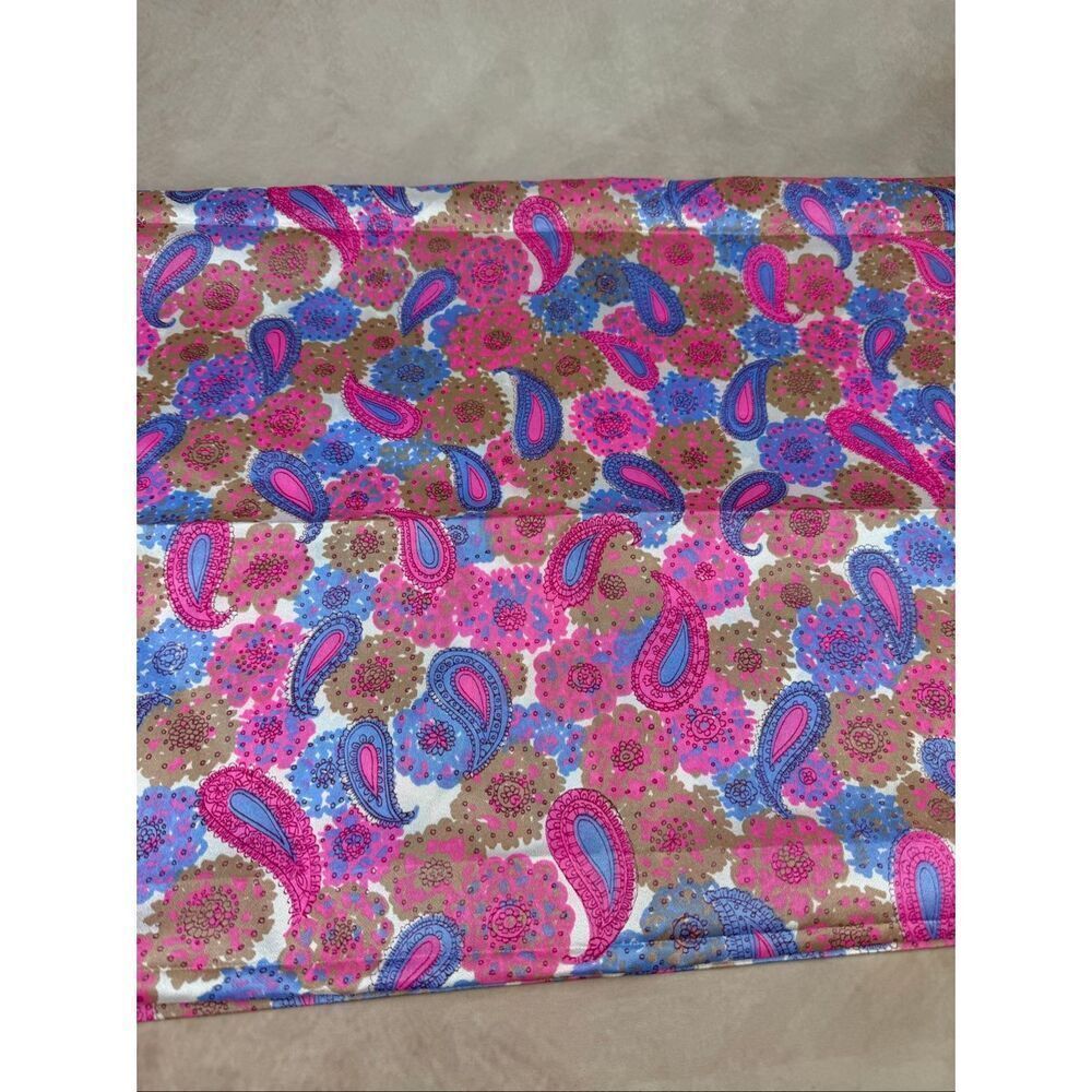 Vintage 1960s 1970s Paisley Fabric Lightweight 44x65” Mod MCM Disco Groovy